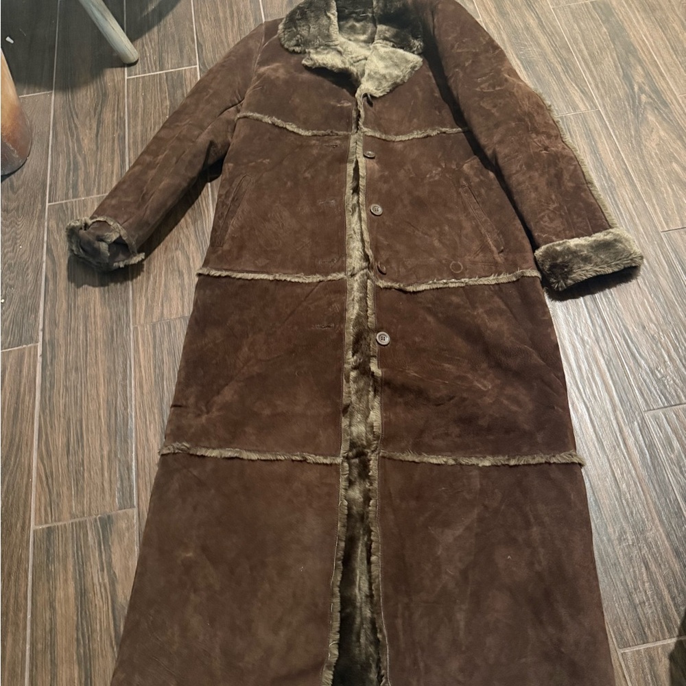 Vintage leather patched Brandon Thomas Fur-Lined Women's Coat